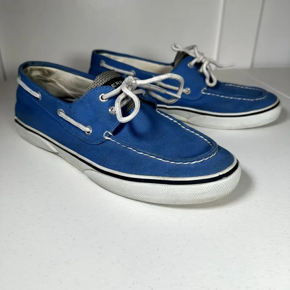 Sperry Top-Sider Men’s 10M Blue Canvas Boat Shoes Lace Up Casual Deck Shoes